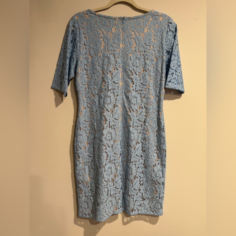 Nina Leonard Petite Blue Floral Lace Sheath Dress - PM wedding guest - Picture 4 of 4